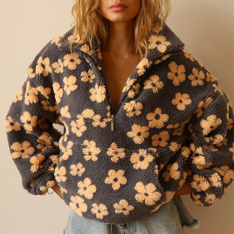 Azelma™ | Floral Print Fleece Sweater