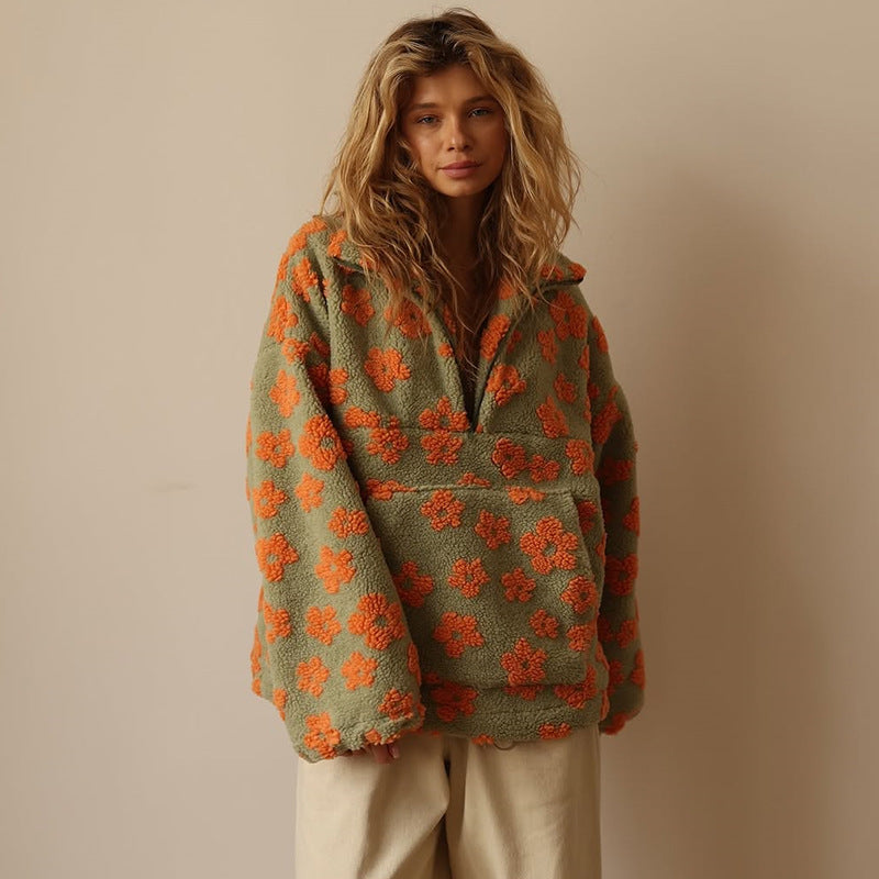 Azelma™ | Floral Print Fleece Sweater