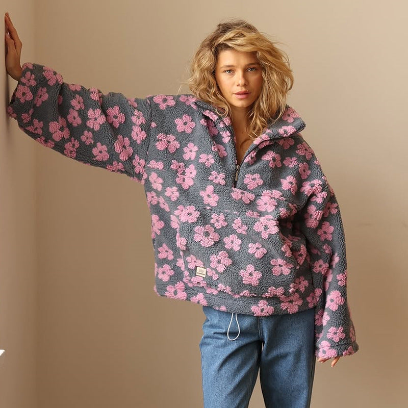 Azelma™ | Floral Print Fleece Sweater