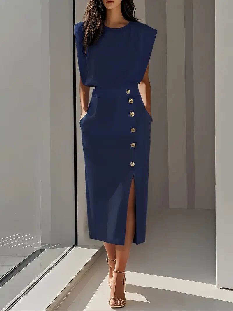Dalia | Elegant Side Slit Midi Dress