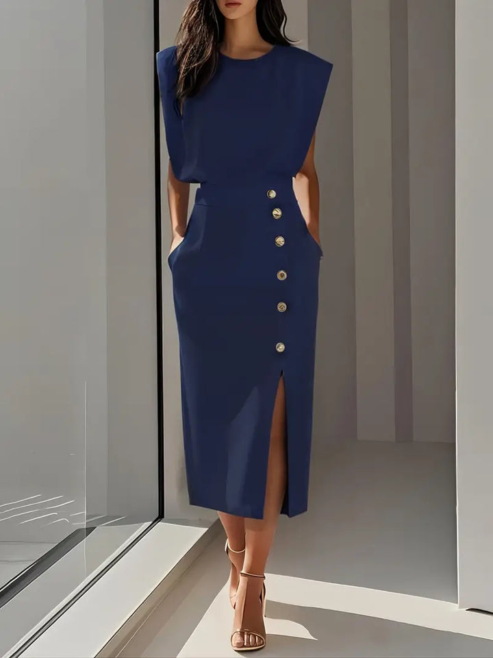 Dalia | Elegant Side Slit Midi Dress