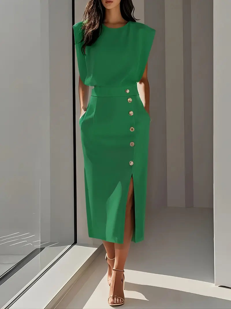 Dalia | Elegant Side Slit Midi Dress