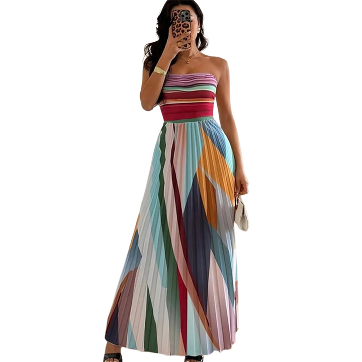 Isola | Strapless Long Dress with Elegant Detailing