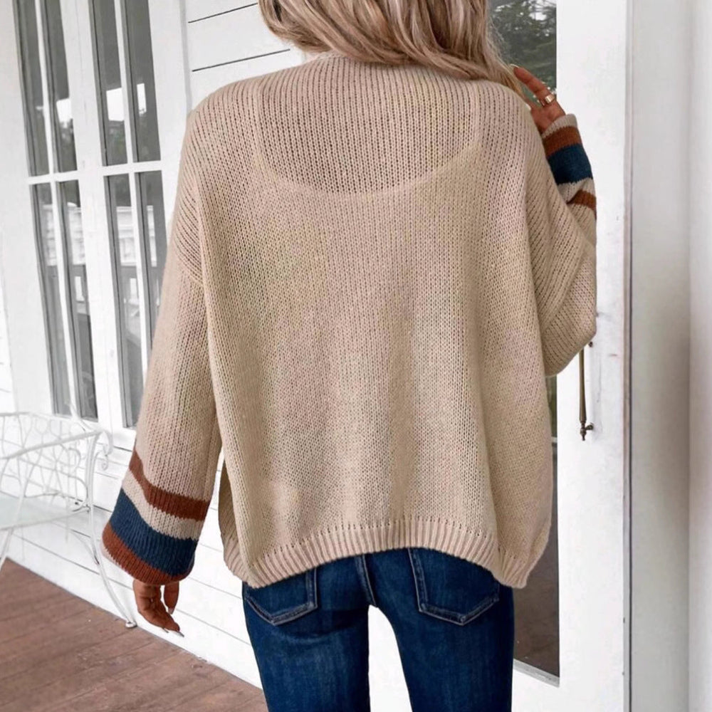 Janthe | Comfy Open Front Striped Lantern Sleeve Cardigan