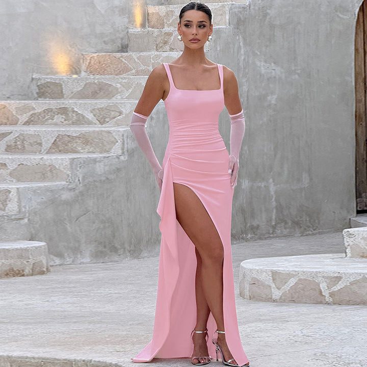 Cell | Elegant Formal Slip Maxi Dress with Open Back