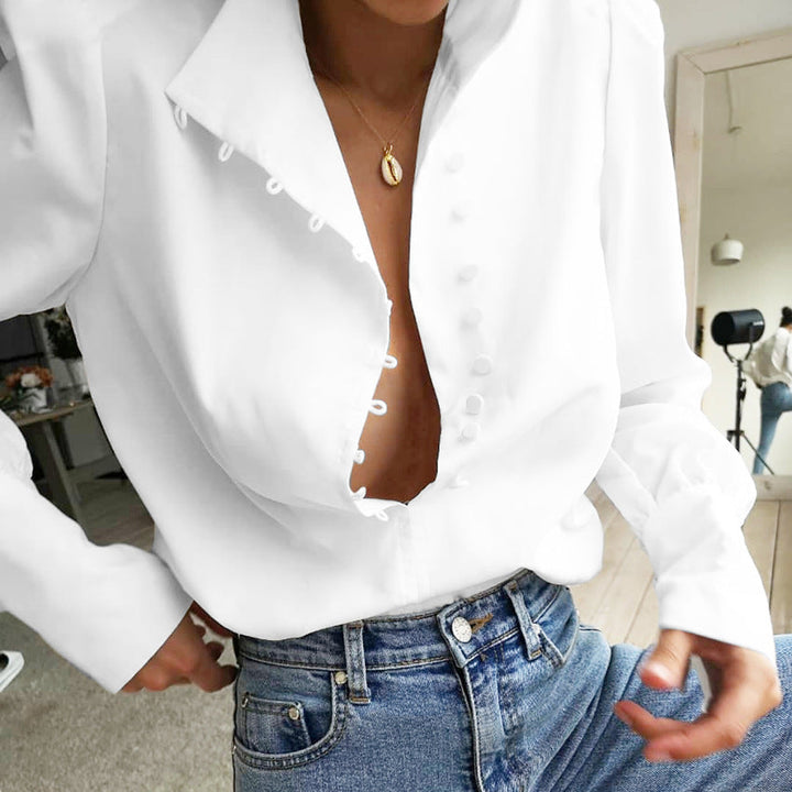 Fadi | Classy Button Front Long Sleeve Blouse
