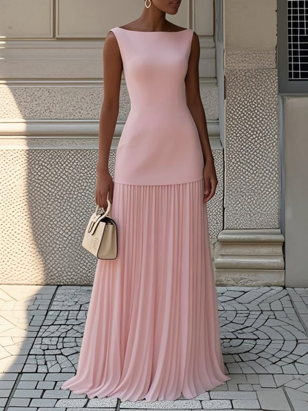 Rowina | Sleeveless Pleated Maxi Dress