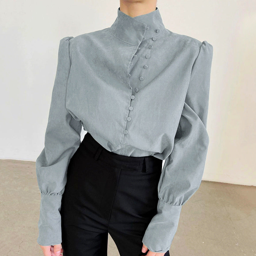 Fadi | Classy Button Front Long Sleeve Blouse