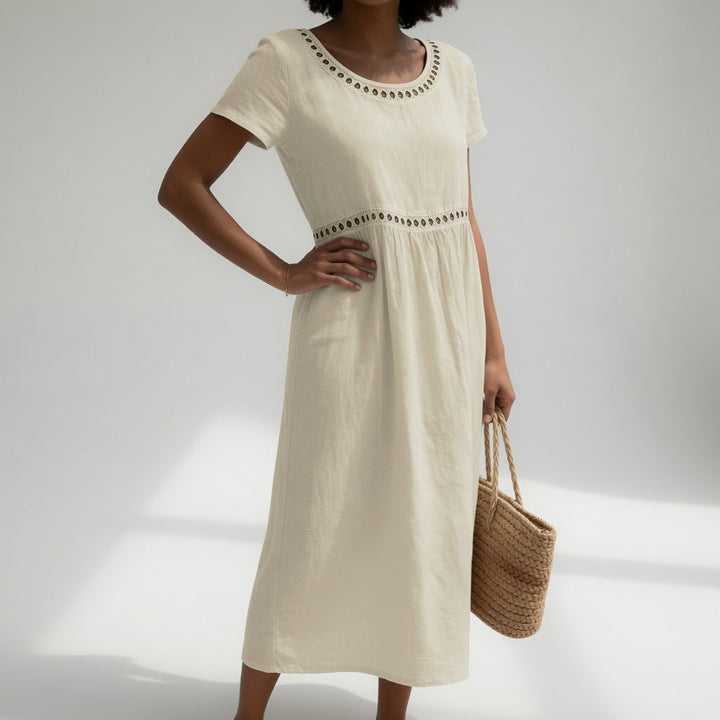Pernelle™ — Mid-length dress 100% cotton with soft femininity