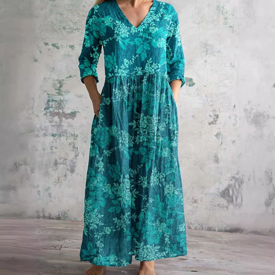 Alyvia | Summer Dress with V-Neck and Floral Pattern