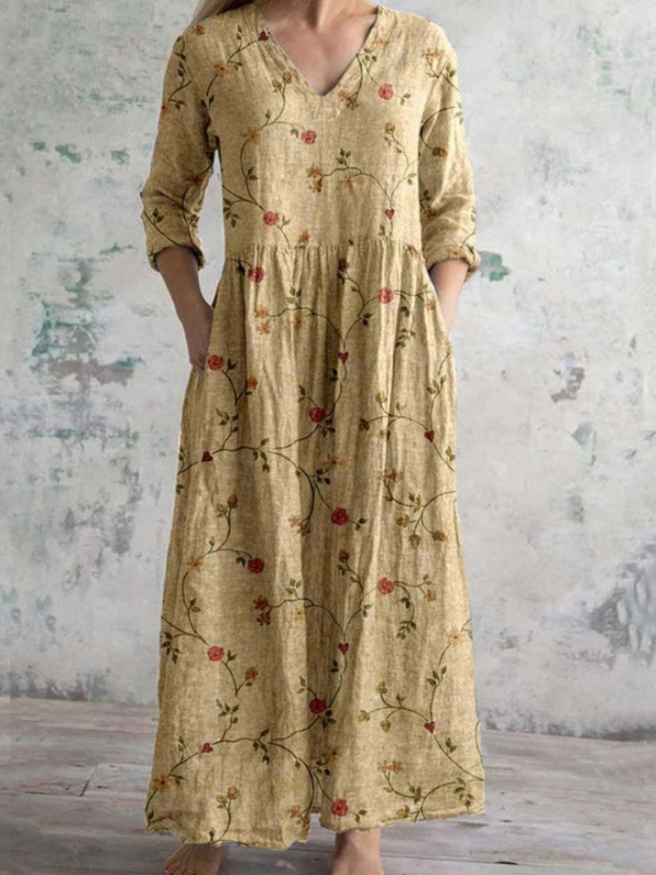 Elara | Vintage Floral Print Dress