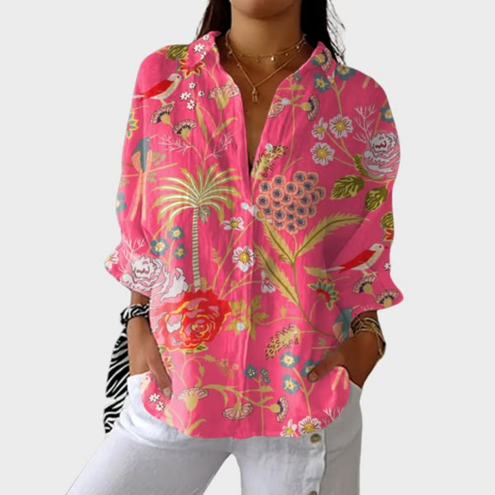 Fiora | Ocean Patchwork Blouse