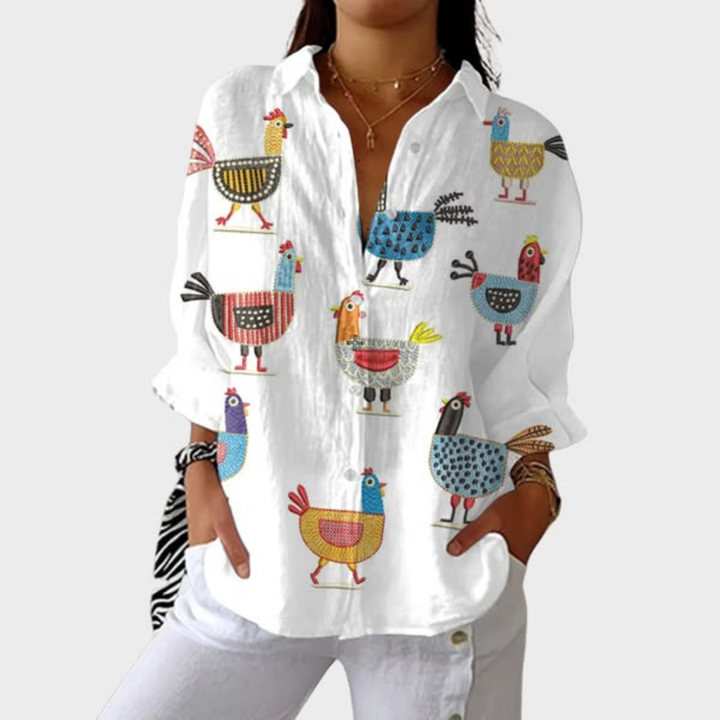 Fiora | Ocean Patchwork Blouse