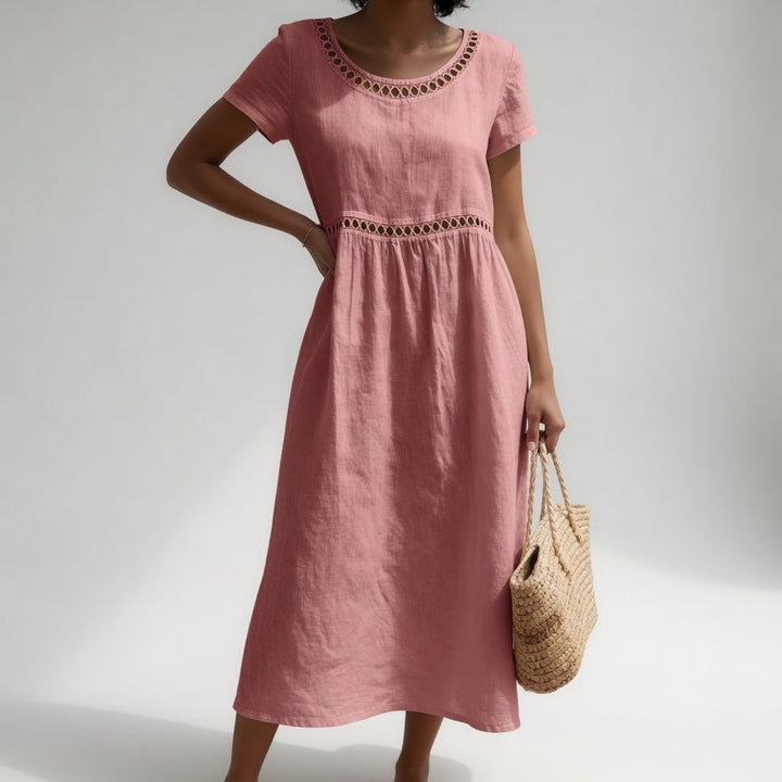 Pernelle™ — Mid-length dress 100% cotton with soft femininity