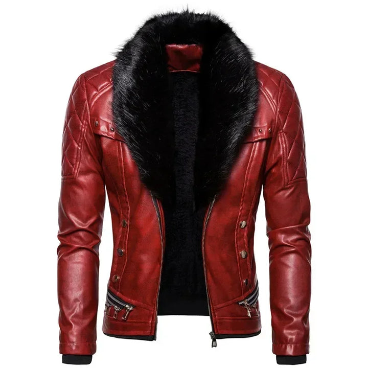 Thiago™ | Brown Aviator Jacket with Black Fur Collar