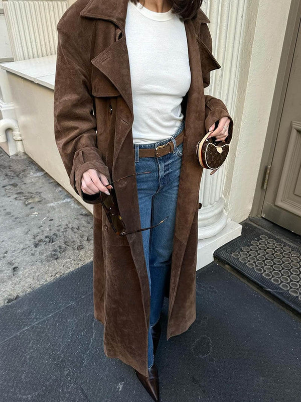 Suzanne | Classic Suede Trench Coat