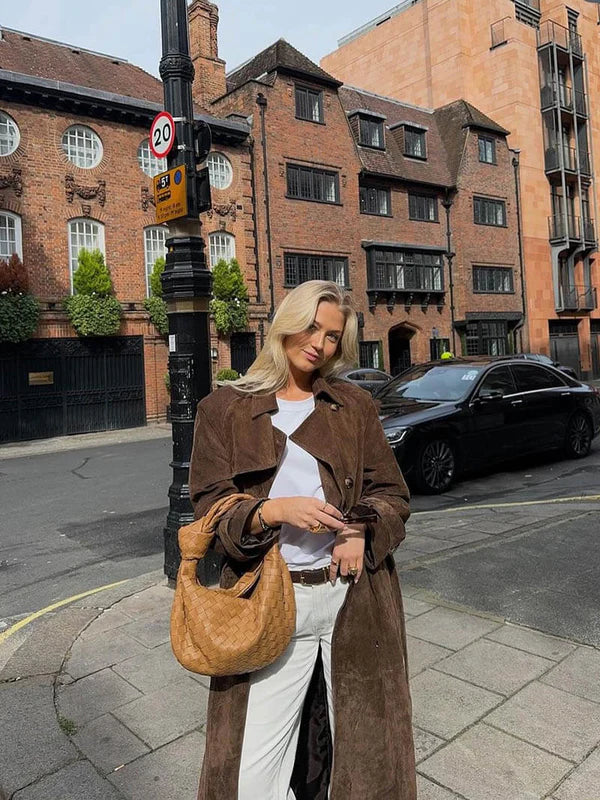 Suzanne | Classic Suede Trench Coat