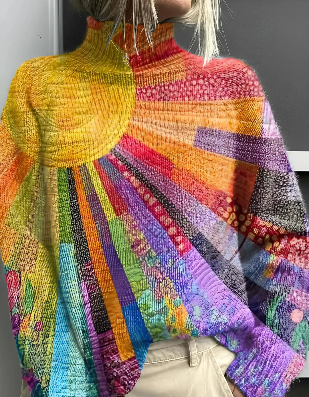 Savrani™ | Multicolored Turtleneck Sweater