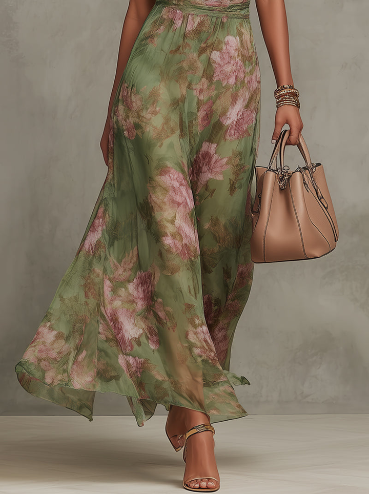 Livia | Elegant Maxi Halter Floral Dress