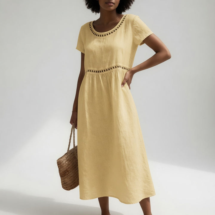 Pernelle™ — Mid-length dress 100% cotton with soft femininity