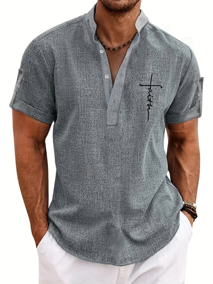 Caelum | Elegant Short-Sleeve Shirt with High Collar