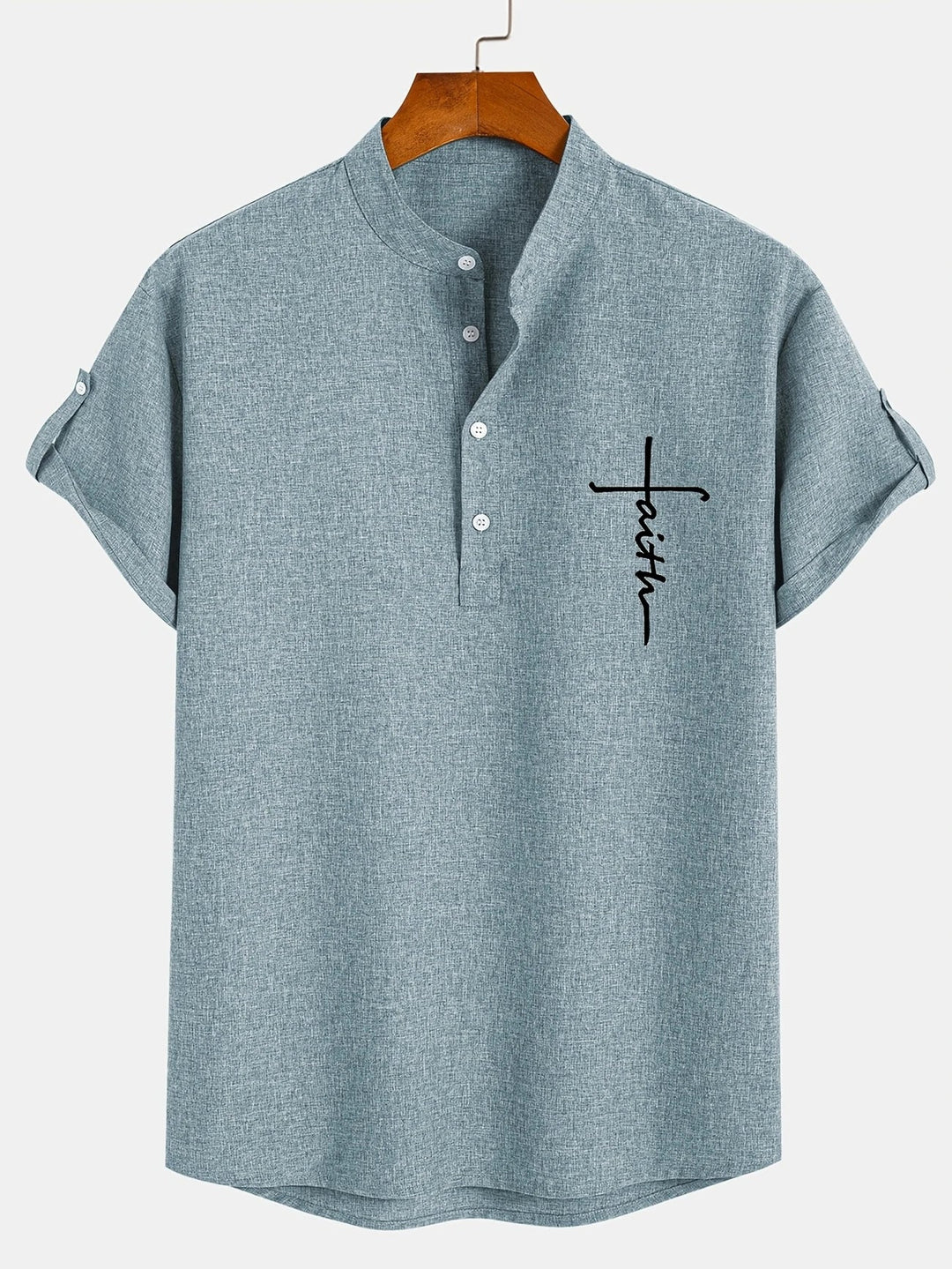 Caelum | Elegant Short-Sleeve Shirt with High Collar
