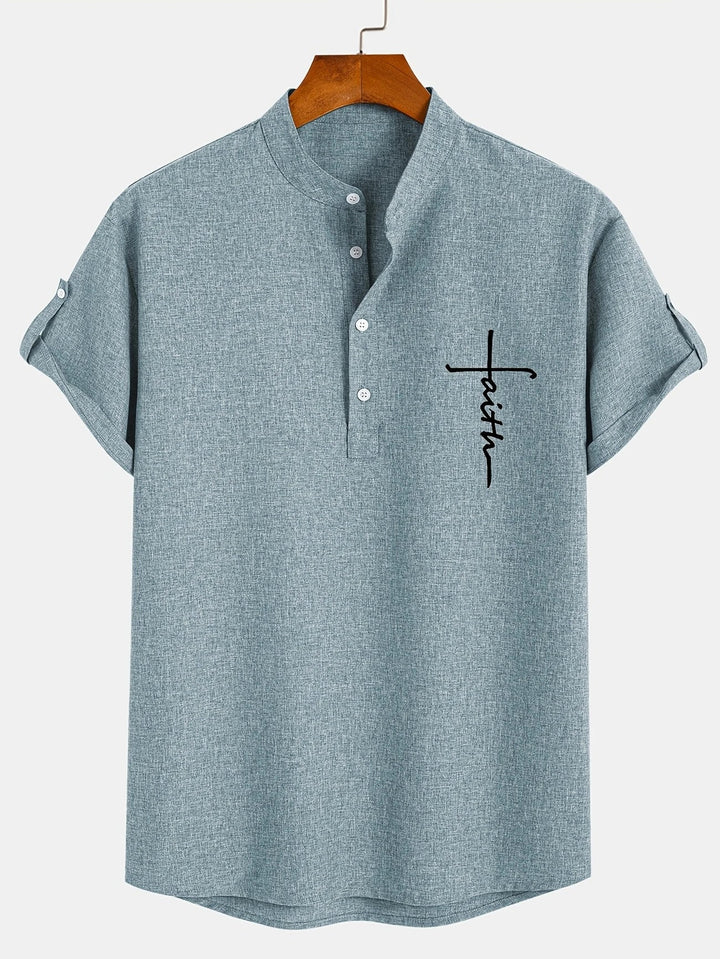 Caelum | Elegant Short-Sleeve Shirt with High Collar