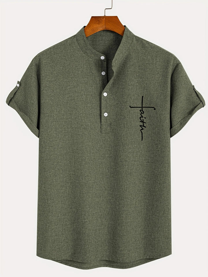 Caelum | Elegant Short-Sleeve Shirt with High Collar