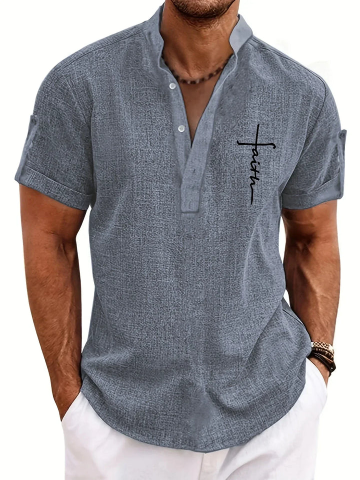 Caelum | Elegant Short-Sleeve Shirt with High Collar