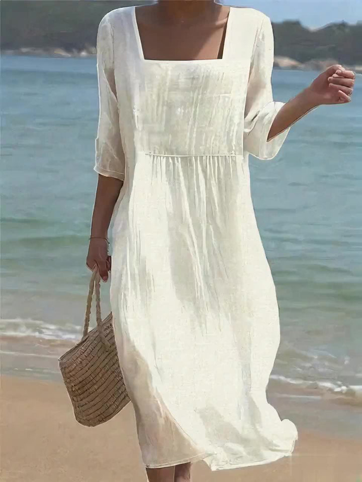 Evelyn | Effortless Square-Neck Midi Dress