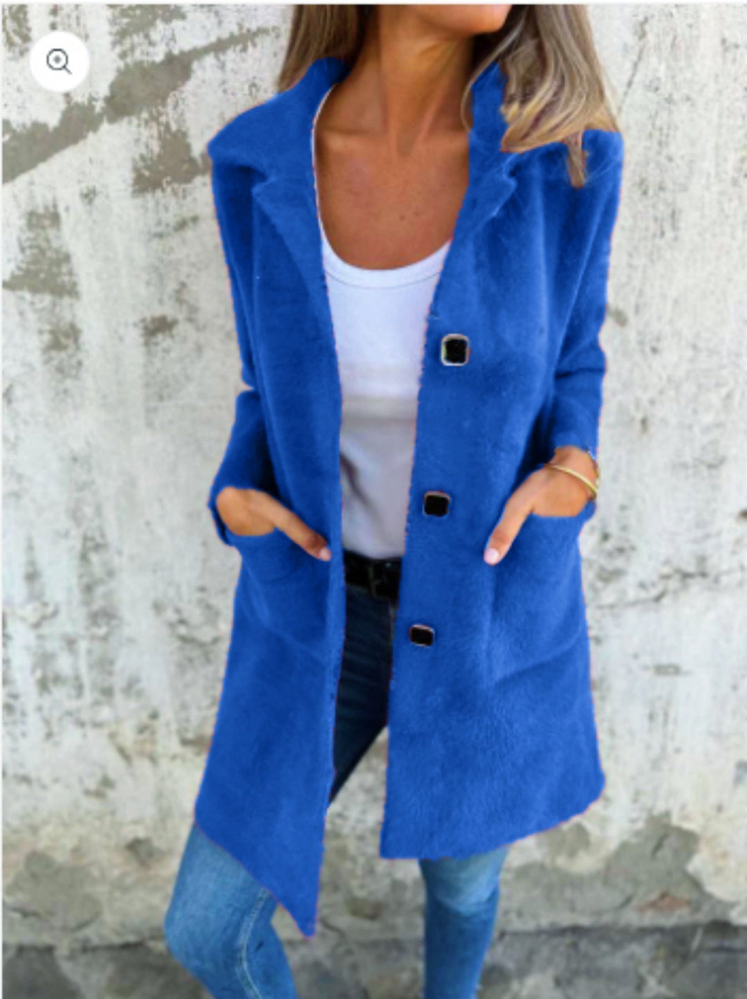 Rionna - Long Sleeve Button Up Coat With Pockets