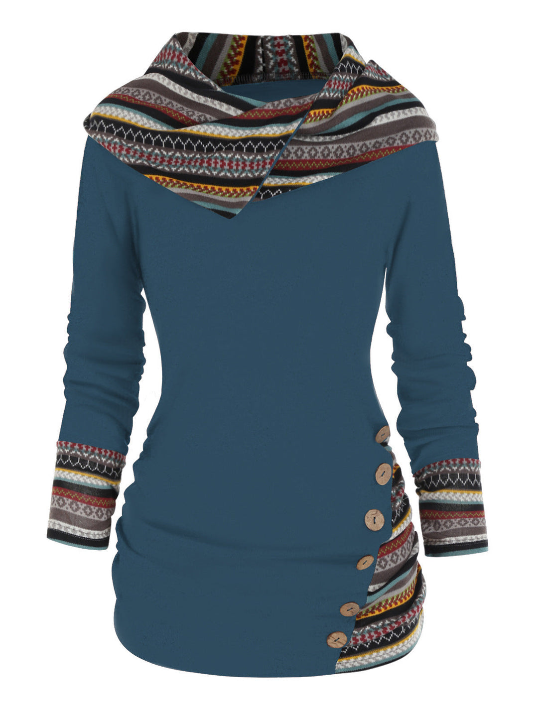 Amilene | Patterned Casual Pullover Hoodie