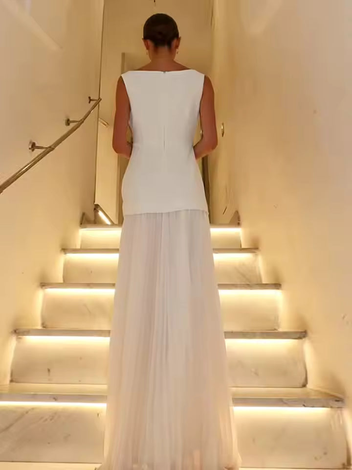 Rowina | Sleeveless Pleated Maxi Dress
