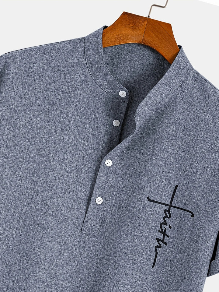 Caelum | Elegant Short-Sleeve Shirt with High Collar