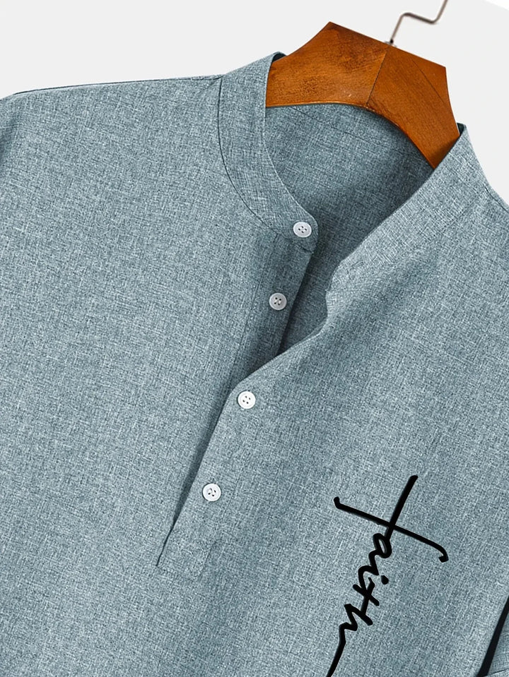 Caelum | Elegant Short-Sleeve Shirt with High Collar