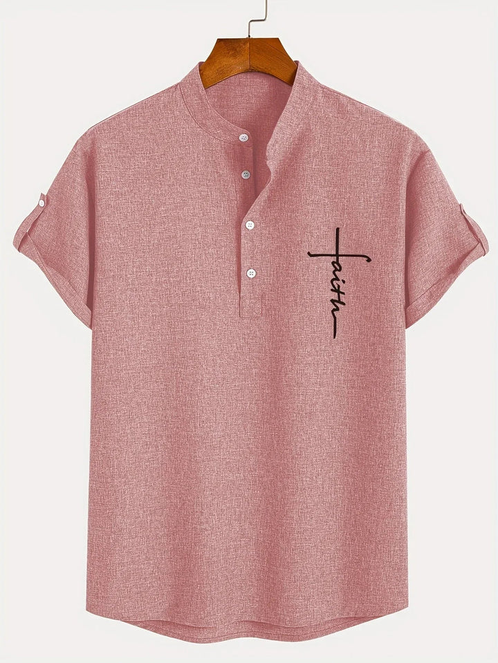 Caelum | Elegant Short-Sleeve Shirt with High Collar