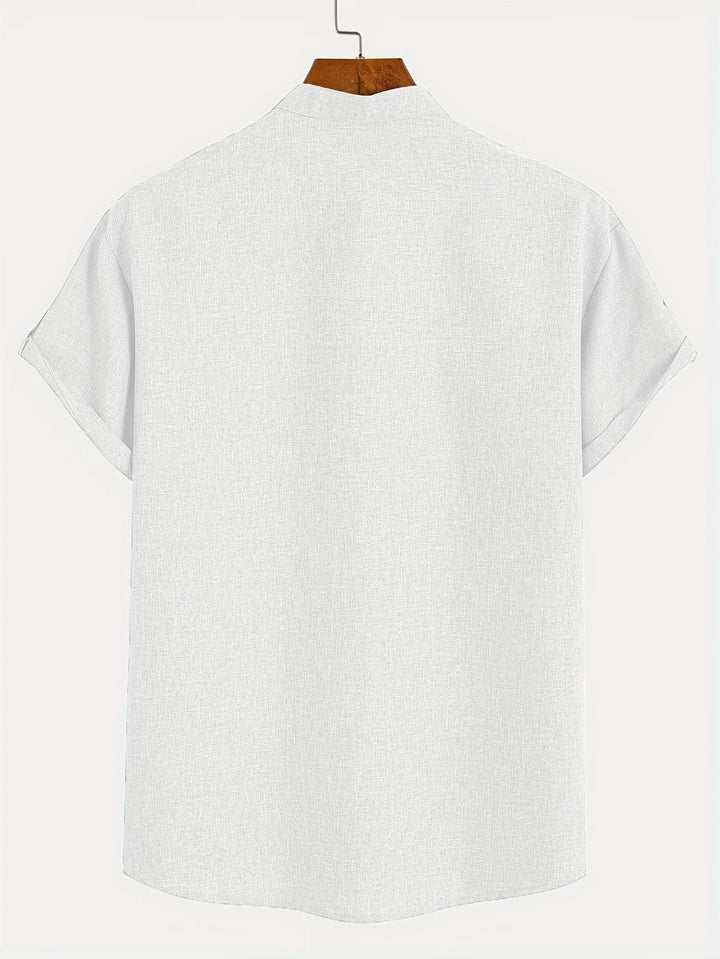 Caelum | Elegant Short-Sleeve Shirt with High Collar