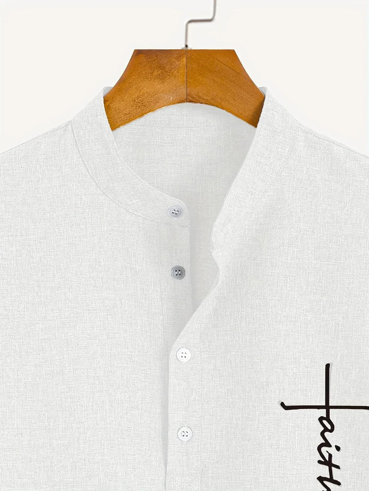 Caelum | Elegant Short-Sleeve Shirt with High Collar