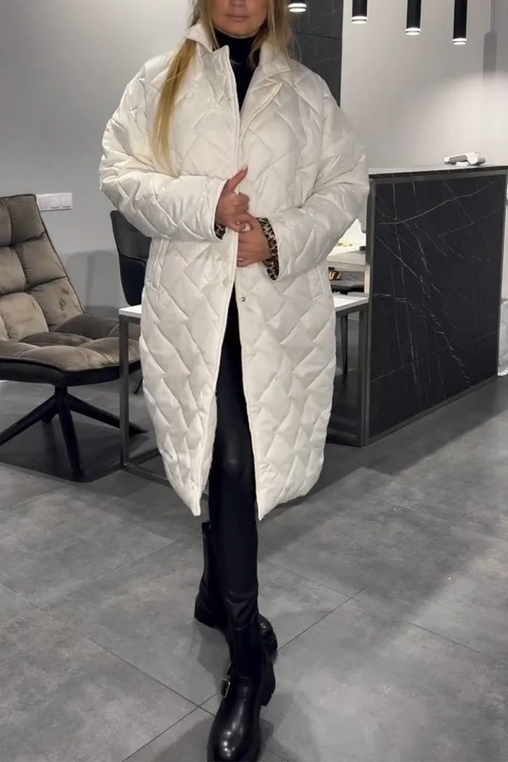 Kendall | Quilted Mid-Length Coat with Leopard Lining