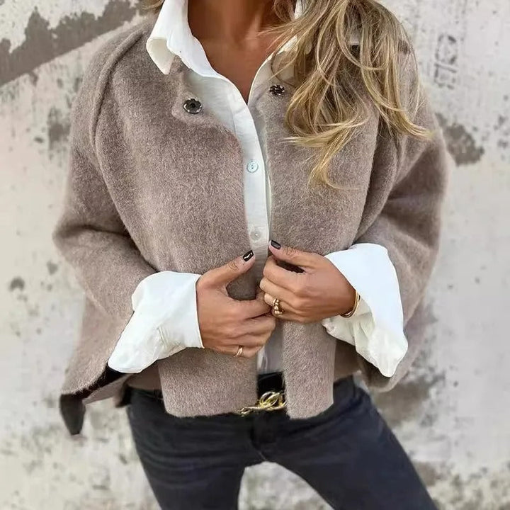 Henrike - Wool Coat with Round Neckline and Long Sleeves
