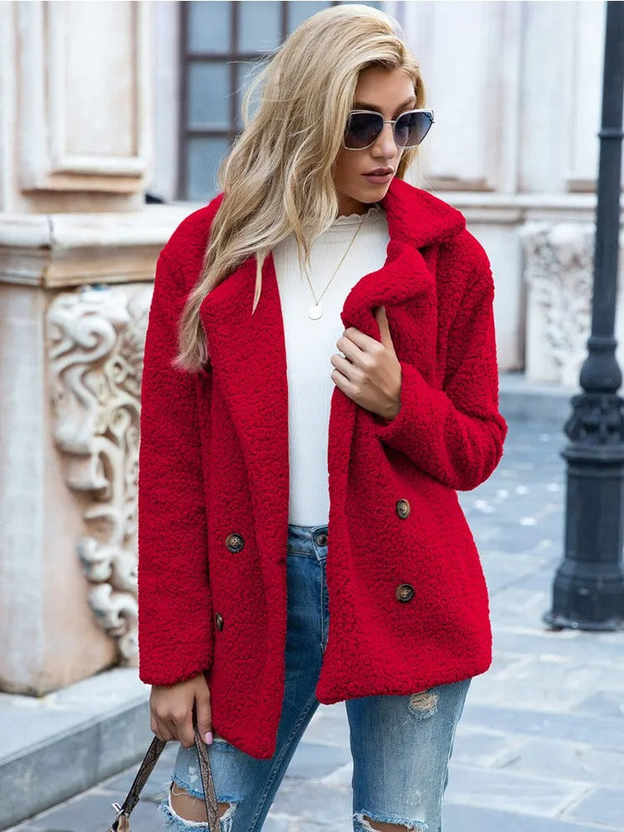 Mailys™ | Lamb Fur Collar Teddy Coat