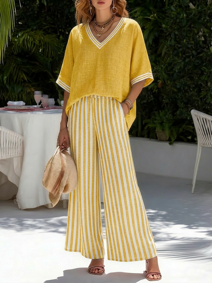 Amelia | Elegant Casual Striped Two-Piece Set