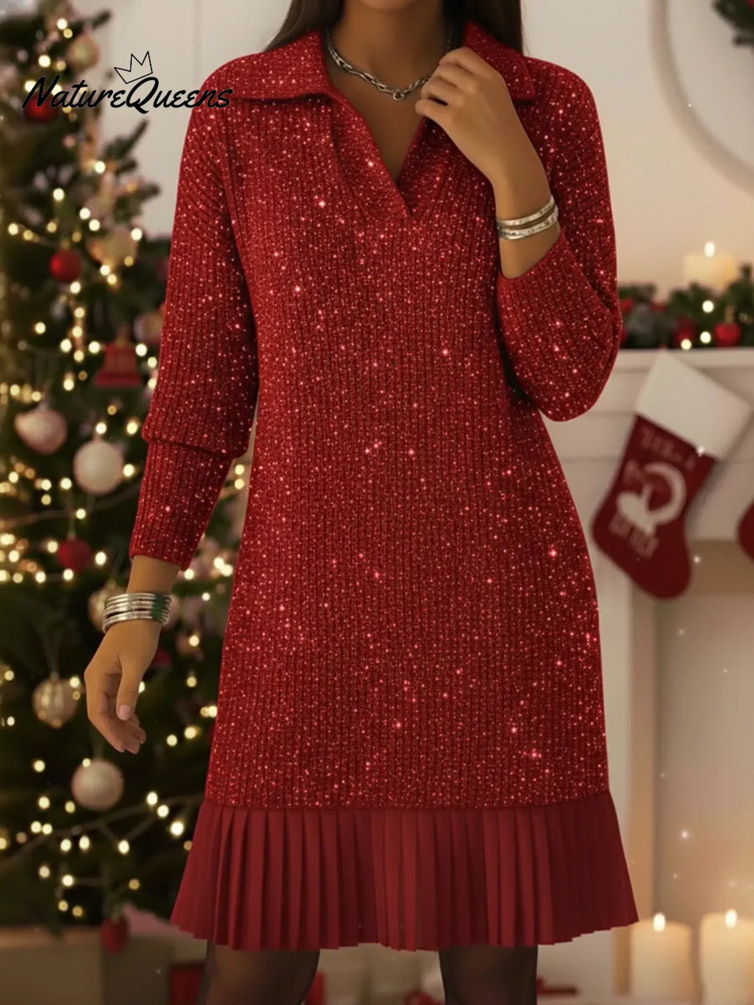 Lorna | Polo Neck Shimmering Knit Dress