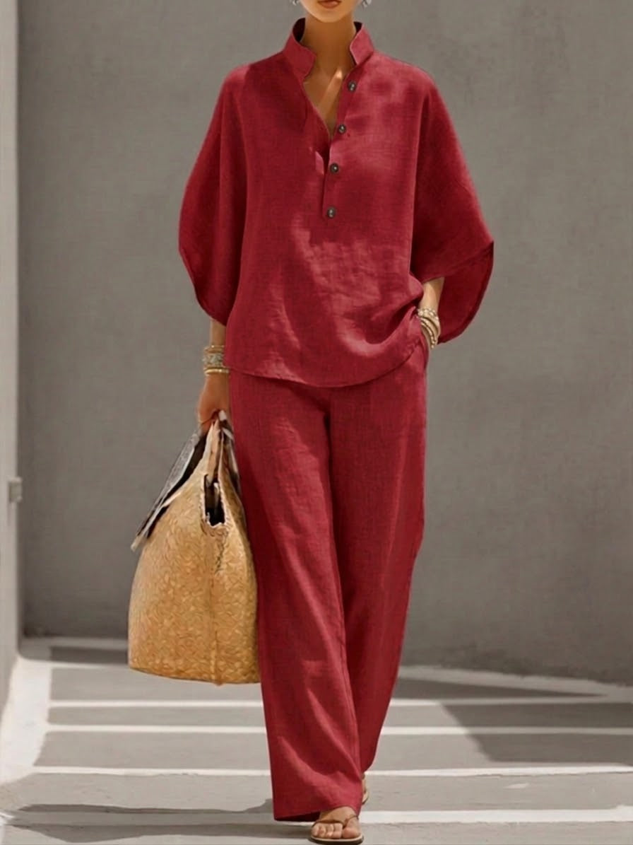 Mariel | Batwing Sleeve Wide Leg Pants Set
