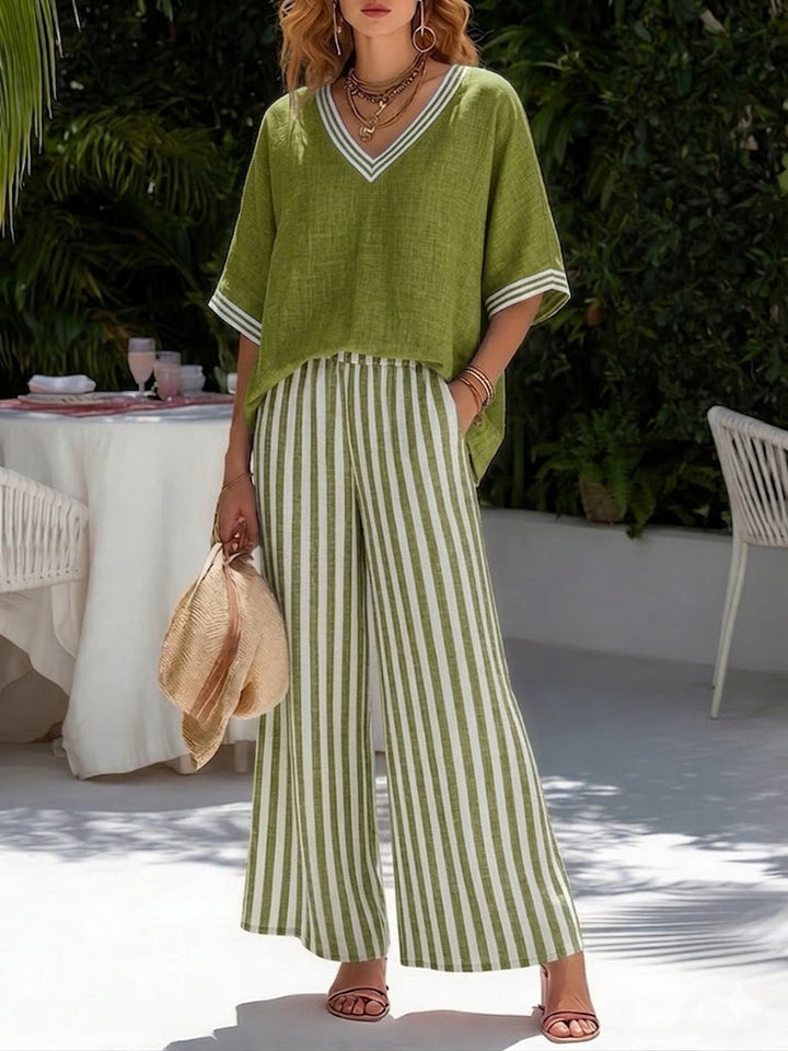 Amelia | Elegant Casual Striped Two-Piece Set