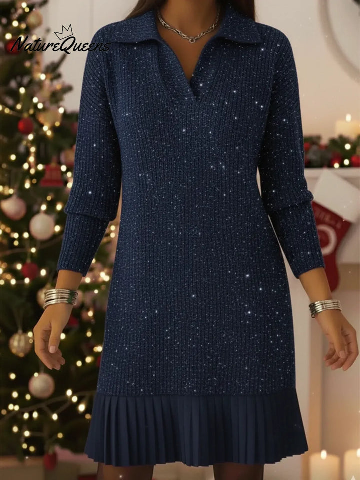 Lorna | Polo Neck Shimmering Knit Dress