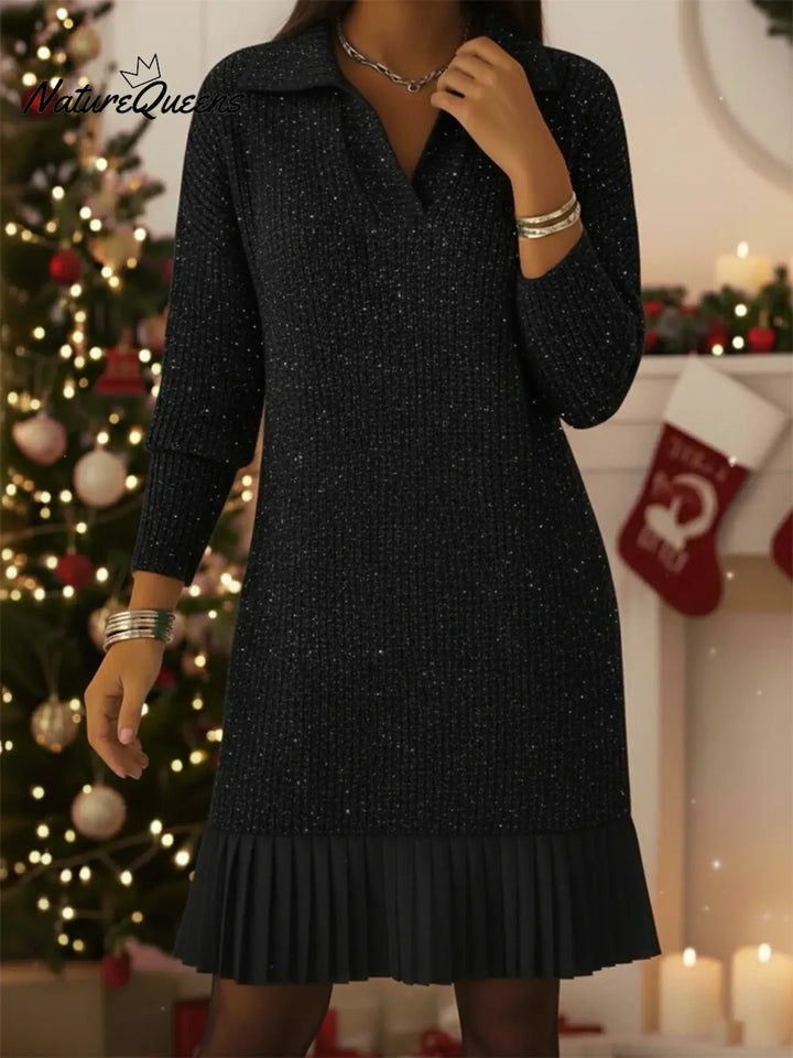 Lorna | Polo Neck Shimmering Knit Dress