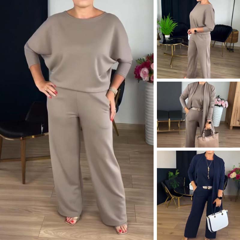 Mouna | Elegant 3-Piece Set with Long Cardigan