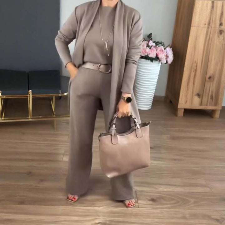Mouna | Elegant 3-Piece Set with Long Cardigan