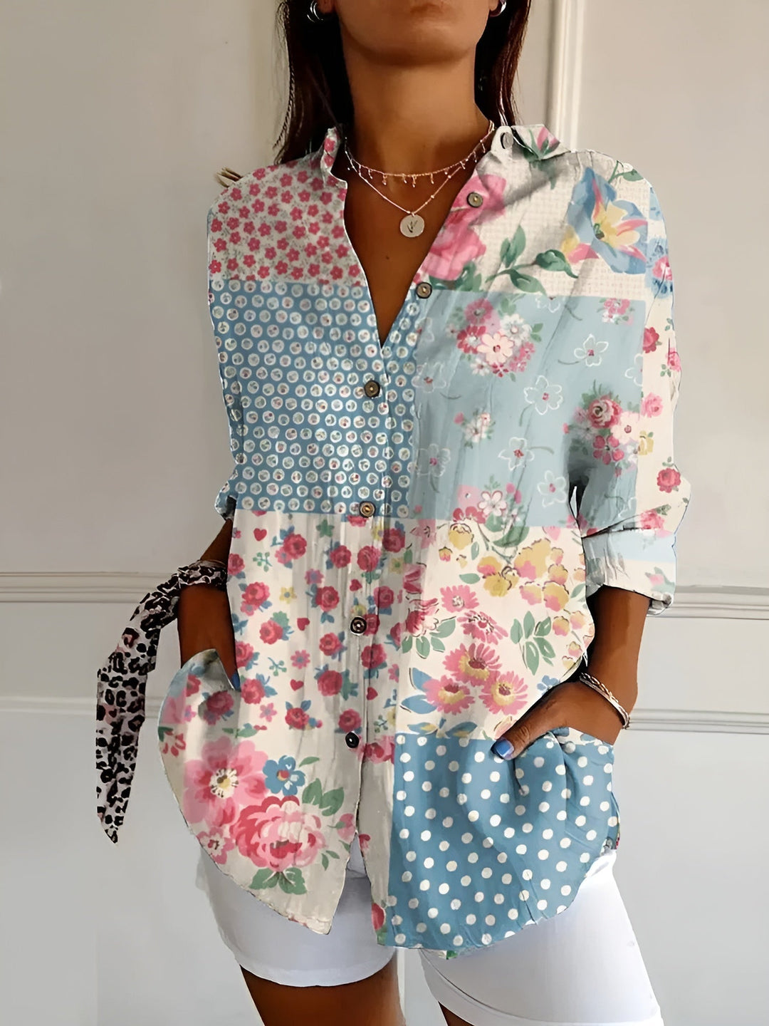 Fiora | Ocean Patchwork Blouse